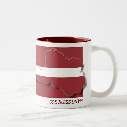 LATVIA FLAG MAP Scripture Customized Two_Tone Coffee Mug