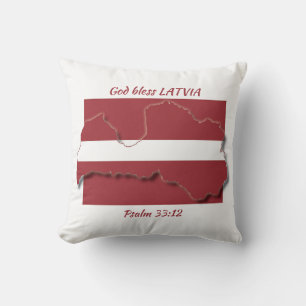 LATVIA FLAG Patriotic Scripture Custom Throw Pillow