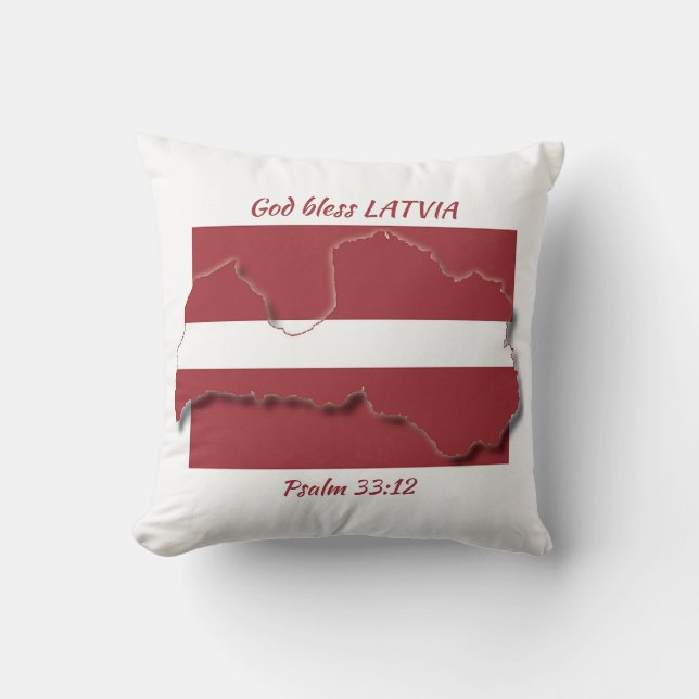 LATVIA FLAG Patriotic Scripture Custom Throw Pillow (Front)