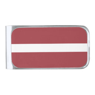 Latvia Flag Silver Finish Money Clip