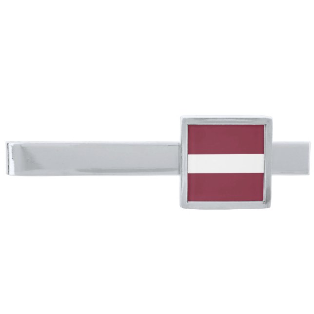 Latvia flag silver finish tie bar (Front)