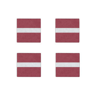 Latvia Flag Stone Magnet