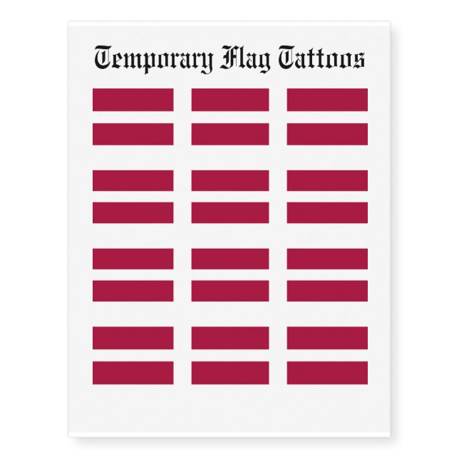 Latvia Flag Temporary Tattoos (Front)
