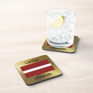 Latvia Flag+Text Coaster