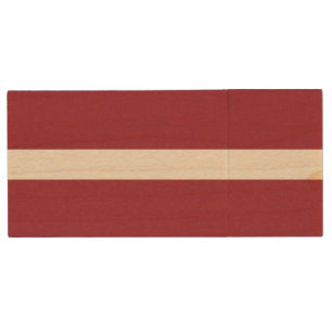 Latvia Flag Wood Flash Drive
