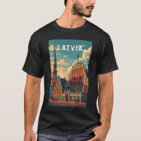 Latvia Illustration Travel Art Vintage