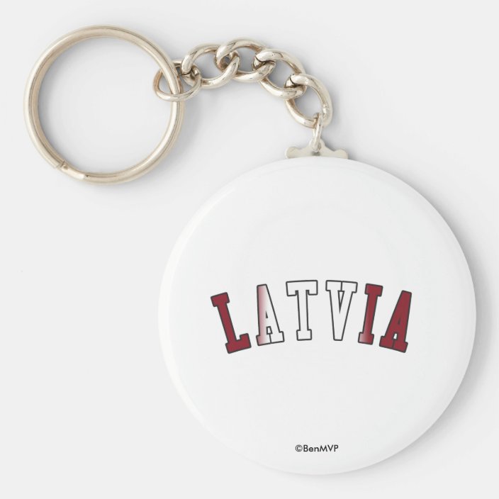 Latvia in National Flag Colors Keychain