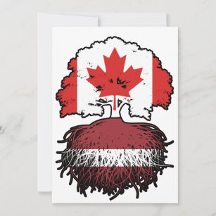 Latvia Latvian Canadian Canada Tree Roots Flag Invitation
