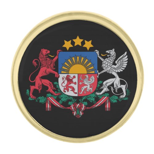 Latvia  Latvian Coat of Arms Flag  business Gold Finish Lapel Pin