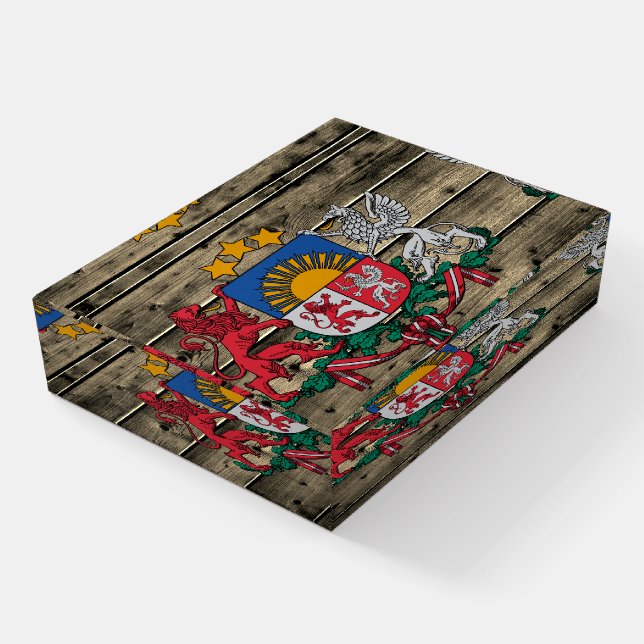 Latvia & Latvian Coat of Arms, flag / patriotic Paperweight (Angled)