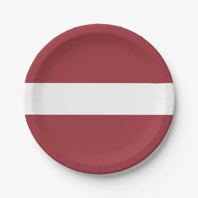 Latvia (Latvian) Flag Paper Plates (Front)