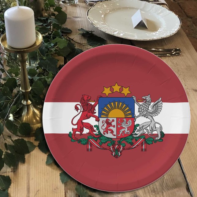 Latvia, Latvian Flag party, birthday /sport Paper Plates (Creator Uploaded)