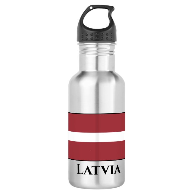 Latvia (Latvian) Flag Stainless Steel Water Bottle (Front)