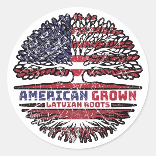 Latvia Latvian US American USA United States Tree Classic Round Sticker