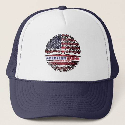 Latvia Latvian US American USA United States Tree Trucker Hat