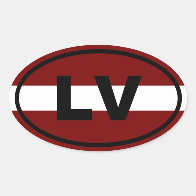 Latvia LV European Oval Sticker (Front)