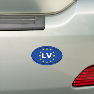 Latvia LV European Union Oval Car Magnet