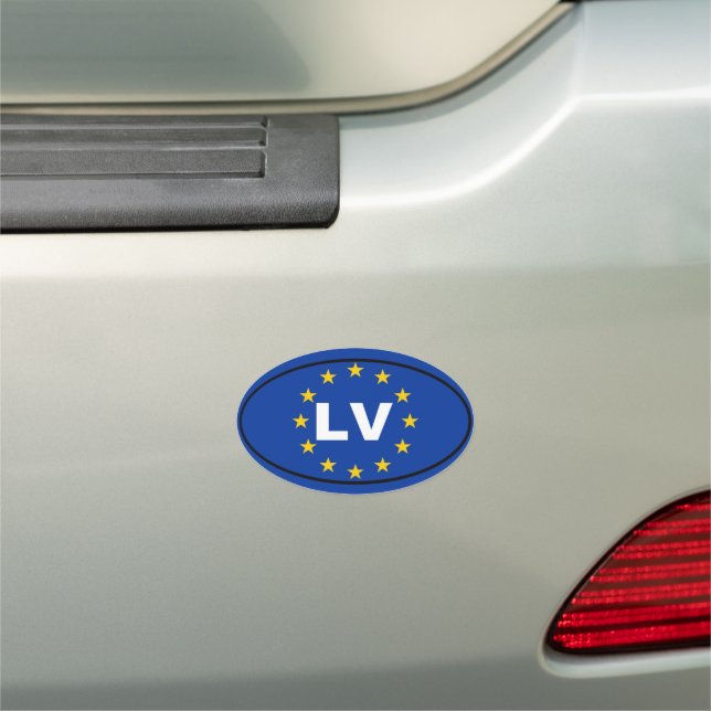 Latvia LV European Union Oval Car Magnet (In Situ)