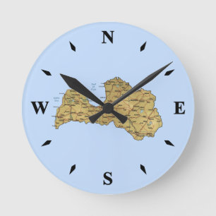 Latvia Map Clock