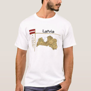 Latvia Map + Flag + Title T-Shirt
