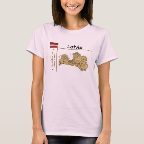 Latvia Map  Flag  Title T_Shirt