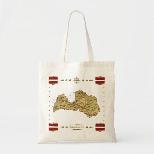 Latvia Map  Flags Bag