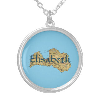 Latvia Map + Name Necklace