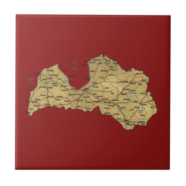 Latvia Map Tile (Front)