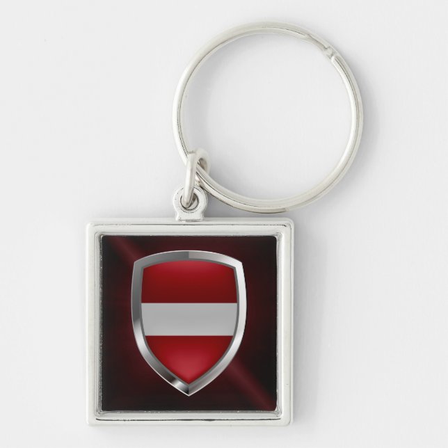 Latvia Metallic Emblem Keychain (Front)