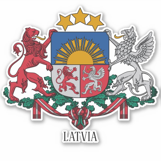 Latvia National Coat Of Arms Patriotic Sticker (Front)