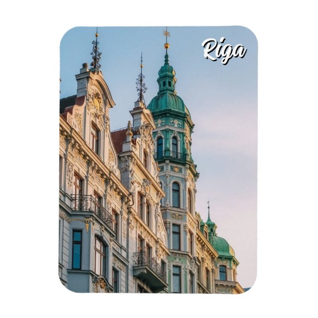 Latvia Riga Art Nouveau Travel Magnet (Vertical)
