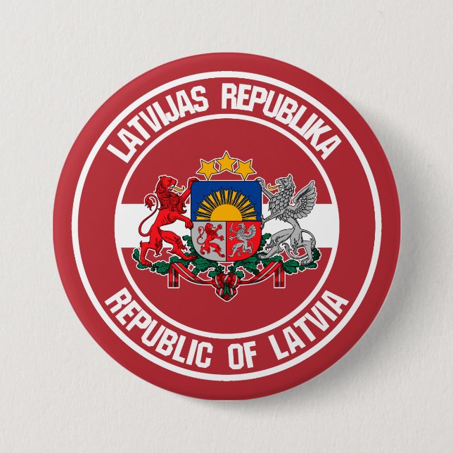 Latvia Round Emblem Button (Front)