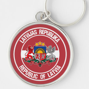 Latvia Round Emblem Keychain