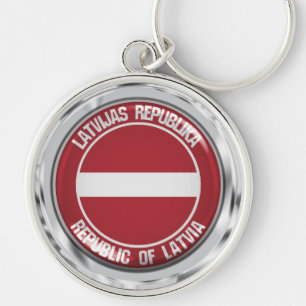 Latvia Round Emblem Keychain