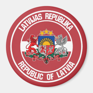 Latvia Round Emblem Magnet