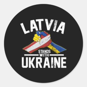 Latvia Stands With Ukraine Ukrainian Latvian Flag  Classic Round Sticker