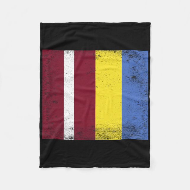 Latvia Ukraine Flag Design Pride Latvian Ukranian  Fleece Blanket (Front)