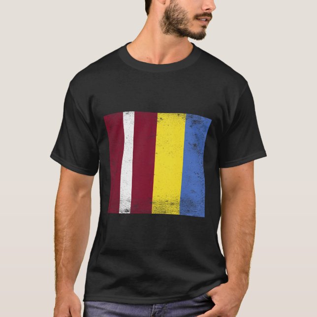 Latvia Ukraine Flag Design Pride Latvian Ukranian  T-Shirt (Front)