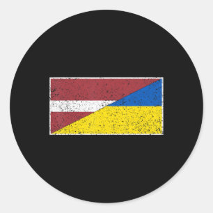 LATVIA UKRAINE FLAG LATVIAN UKRAINIAN NATIONALITY CLASSIC ROUND STICKER