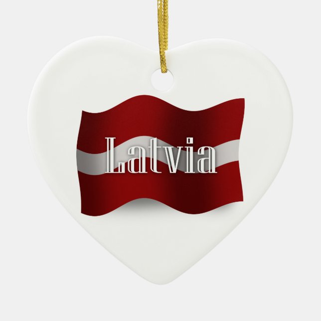 Latvia Waving Flag Ceramic Ornament (Front)