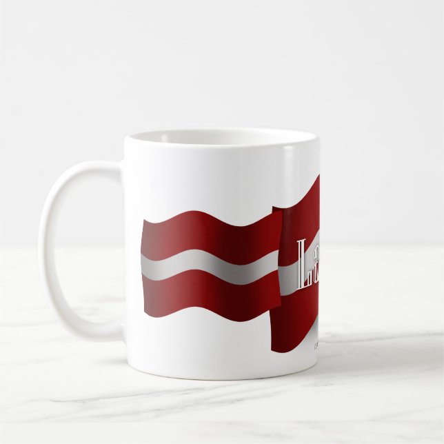 Latvia Waving Flag Coffee Mug (Left)