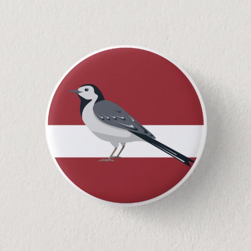 Latvia White wagtail Bird Latvian National Animal  Button