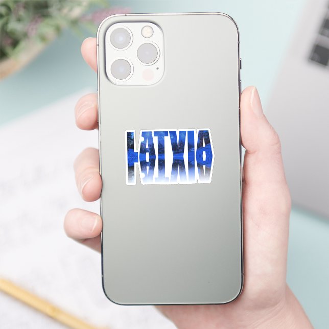 Latvia winter night text with reflection sticker (Phone)