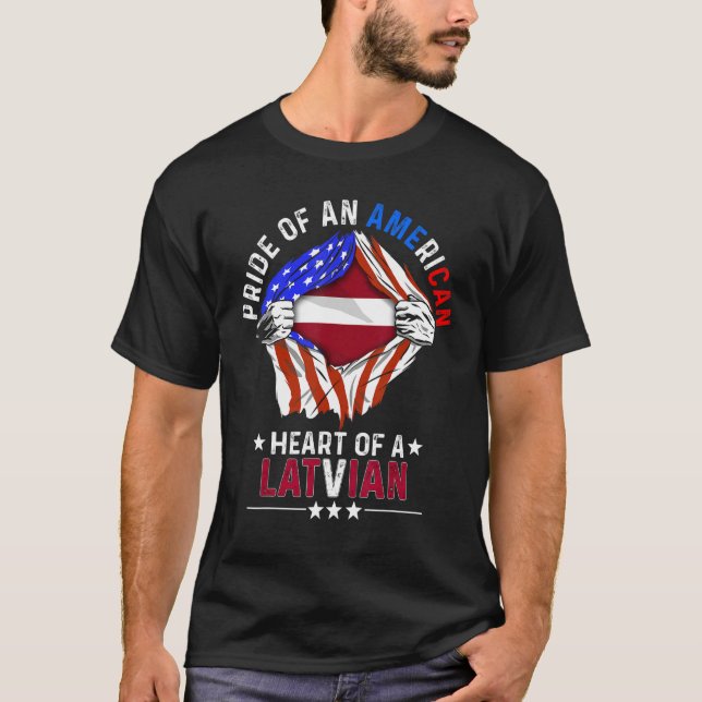 Latvian American America Pride Foreign Country Lat T-Shirt (Front)