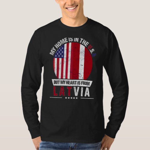 Latvian American Patriot Heart Is From Latvia Grow T_Shirt