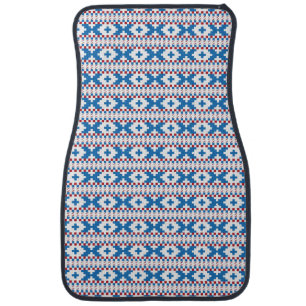 Latvian ancient signs blue, red, white folk art car mat