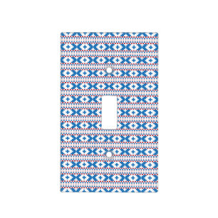 Latvian ancient signs blue, red, white folk art light switch cover