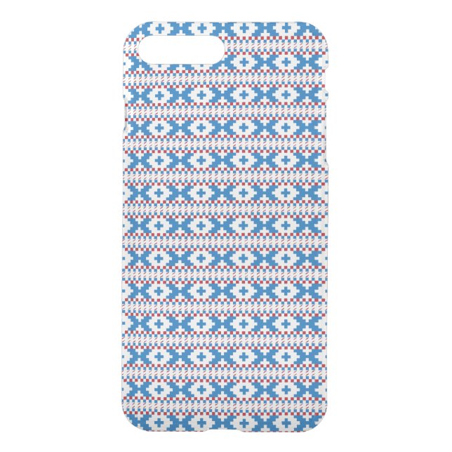 Latvian ancient signs blue, red, white folk art uncommon iPhone case (Back)