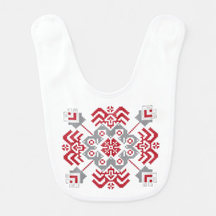 Latvian Auseklis Folk art geometric medallion Bib