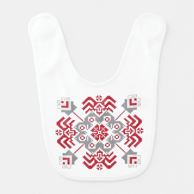 Latvian Auseklis Folk art geometric medallion Bib (Front)